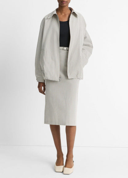 VINCE Gardener's Check Cotton Oversized Bomber Jacket in Jackets & Outerwear