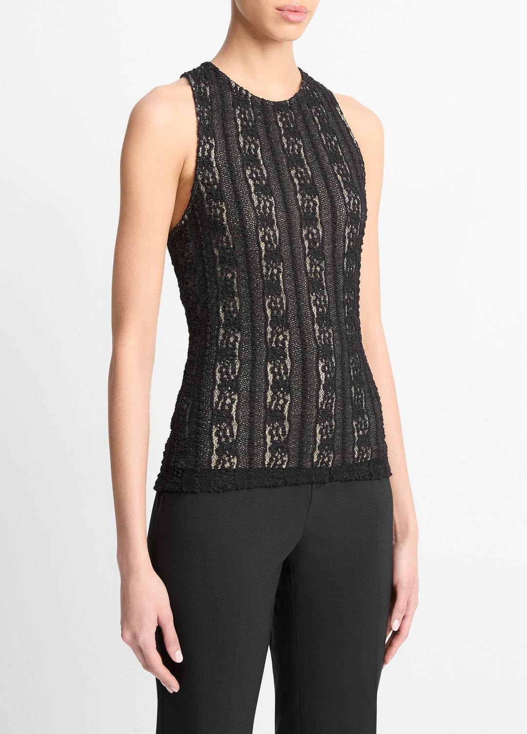 VINCE Smocked Lace Shell in Shirts & Tees