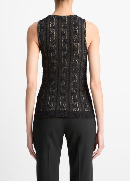 VINCE Smocked Lace Shell in Shirts & Tees