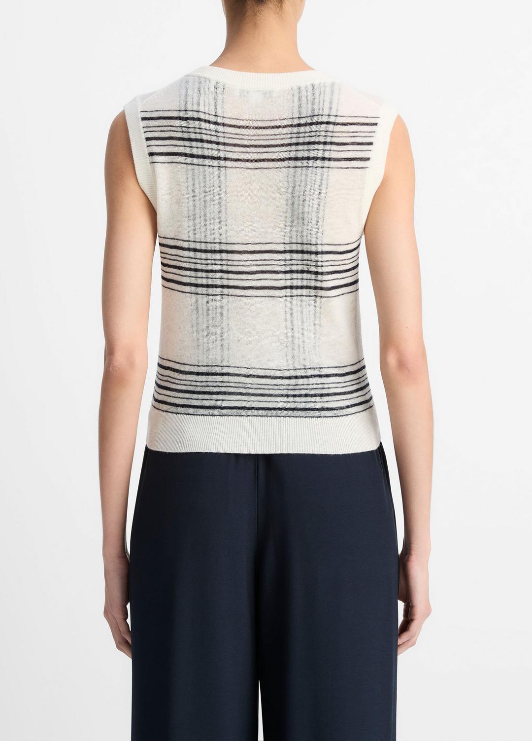 VINCE Featherweight Plaid Wool Sweater Vest in Sweaters