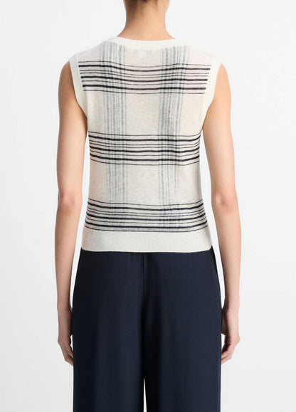 VINCE Featherweight Plaid Wool Sweater Vest in Sweaters