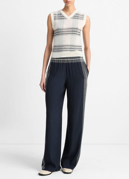 VINCE Featherweight Plaid Wool Sweater Vest in Sweaters