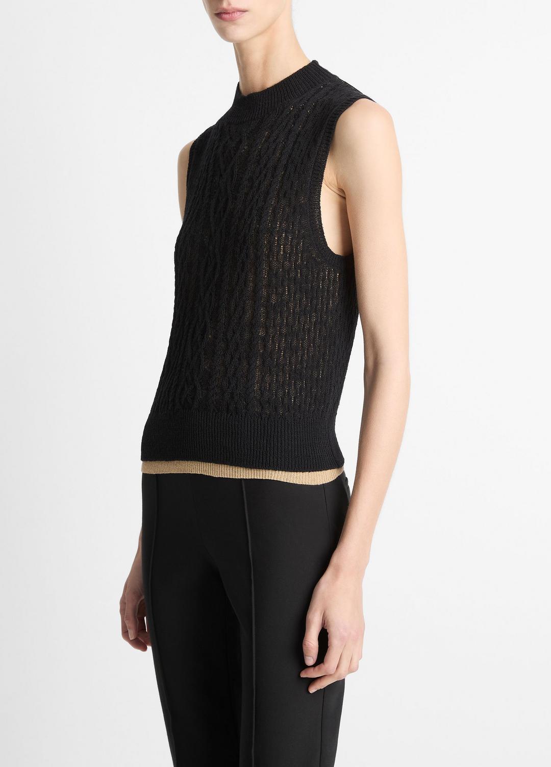 VINCE Cable Cotton-Blend Double-Layer Shell in Sweaters