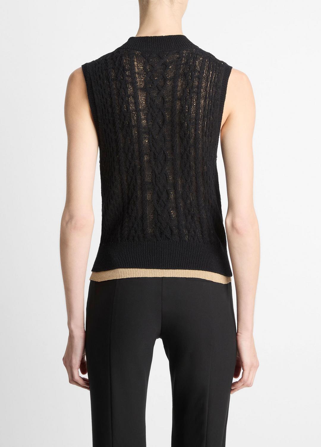 VINCE Cable Cotton-Blend Double-Layer Shell in Sweaters