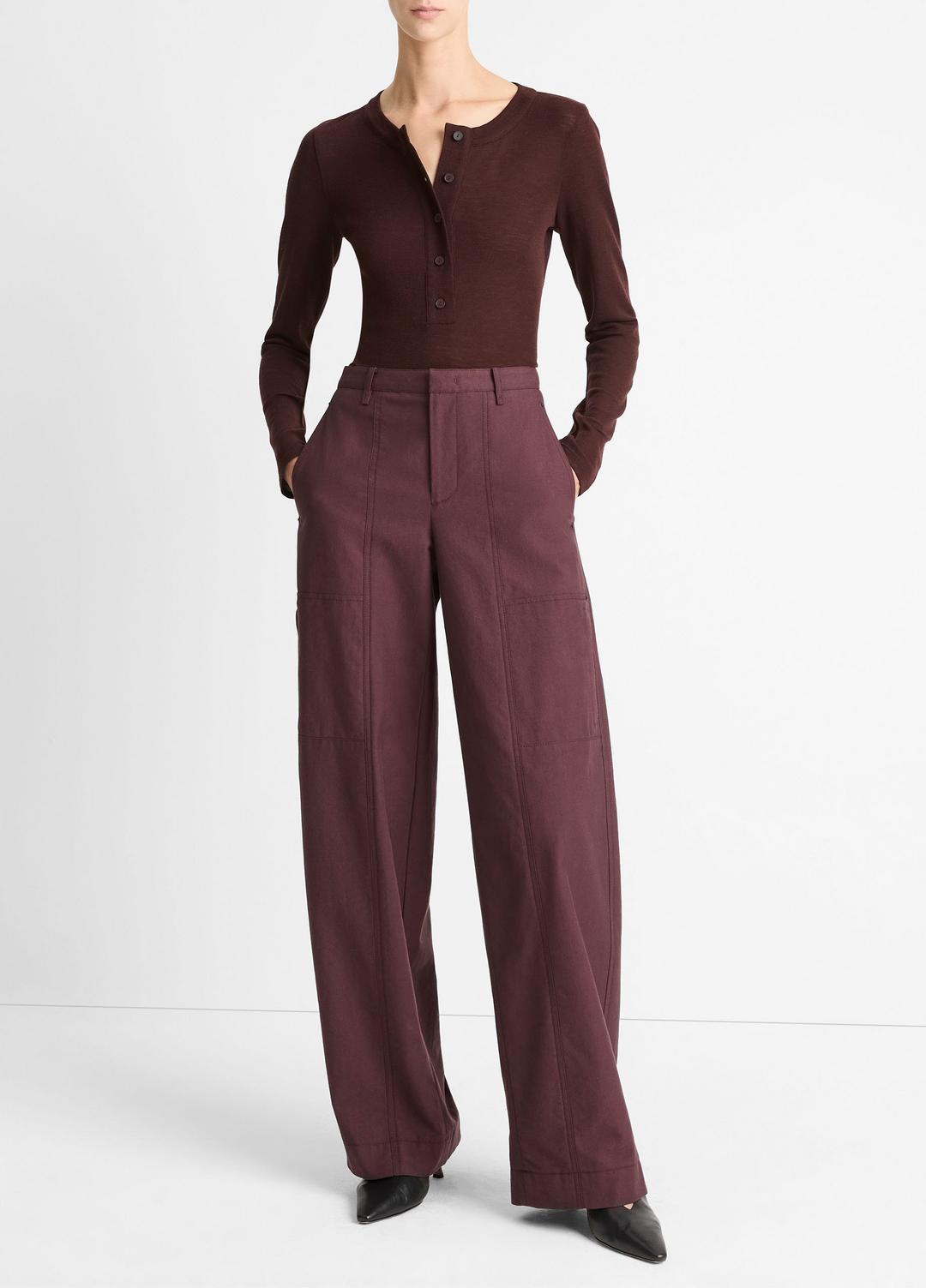 VINCE Wool Long-Sleeve Henley in Shirts & Tees