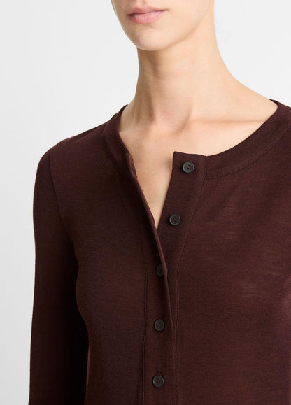VINCE Wool Long-Sleeve Henley in Shirts & Tees