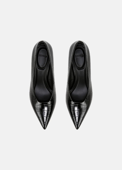 VINCE Diane Croc-Embossed Leather Pump in Shoes