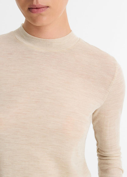VINCE Wool Three-Quarter-Sleeve Mock-Neck Top in Shirts & Tees