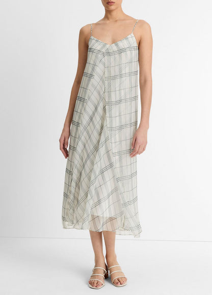 VINCE Fenced Plaid Layered Dress in Dresses & Skirts