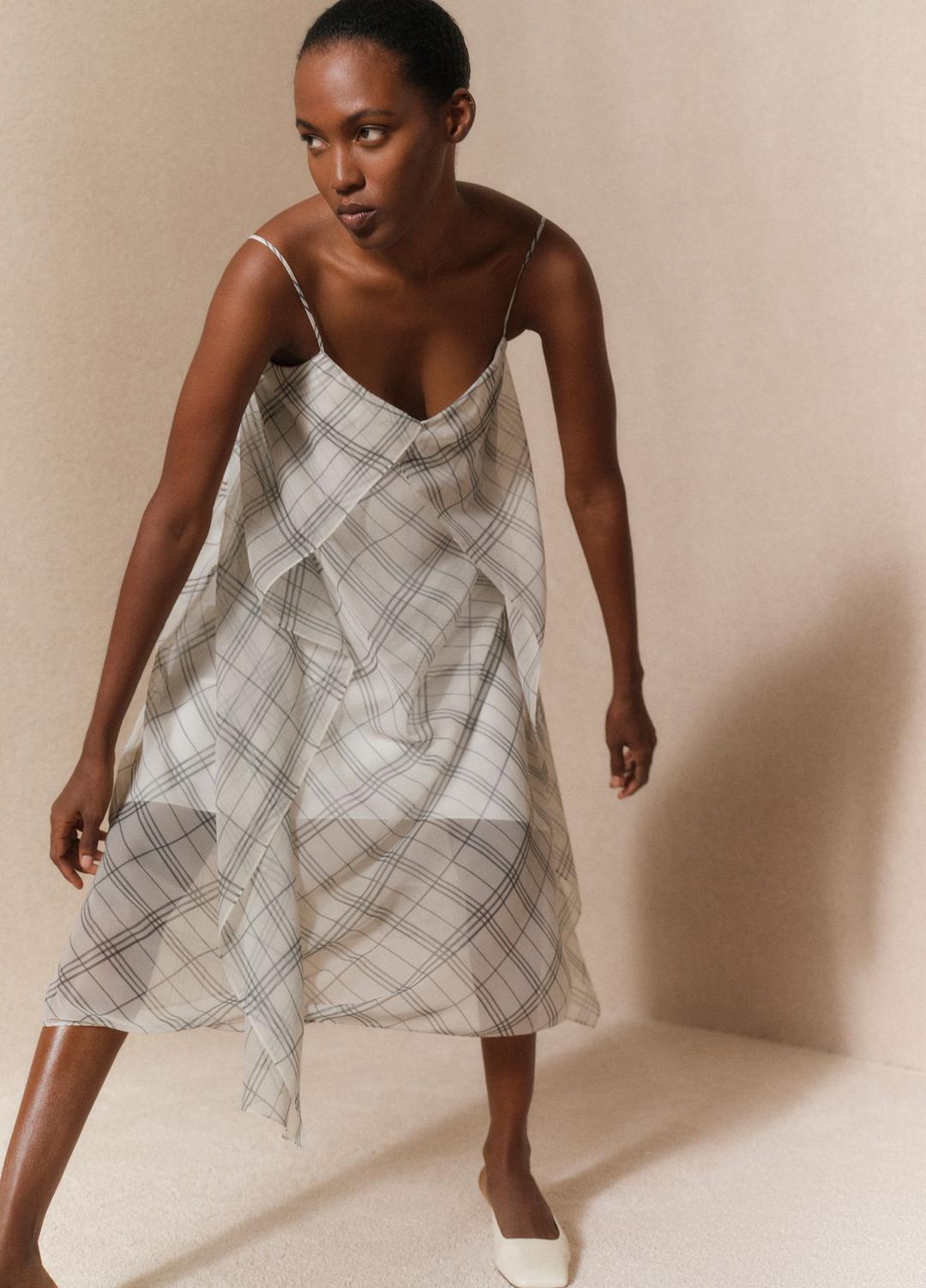 VINCE Fenced Plaid Layered Dress in Dresses & Skirts