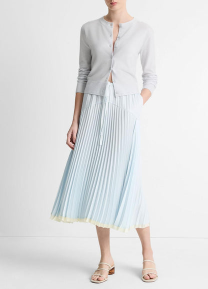 VINCE Pleated Satin Tiered Skirt in Dresses & Skirts