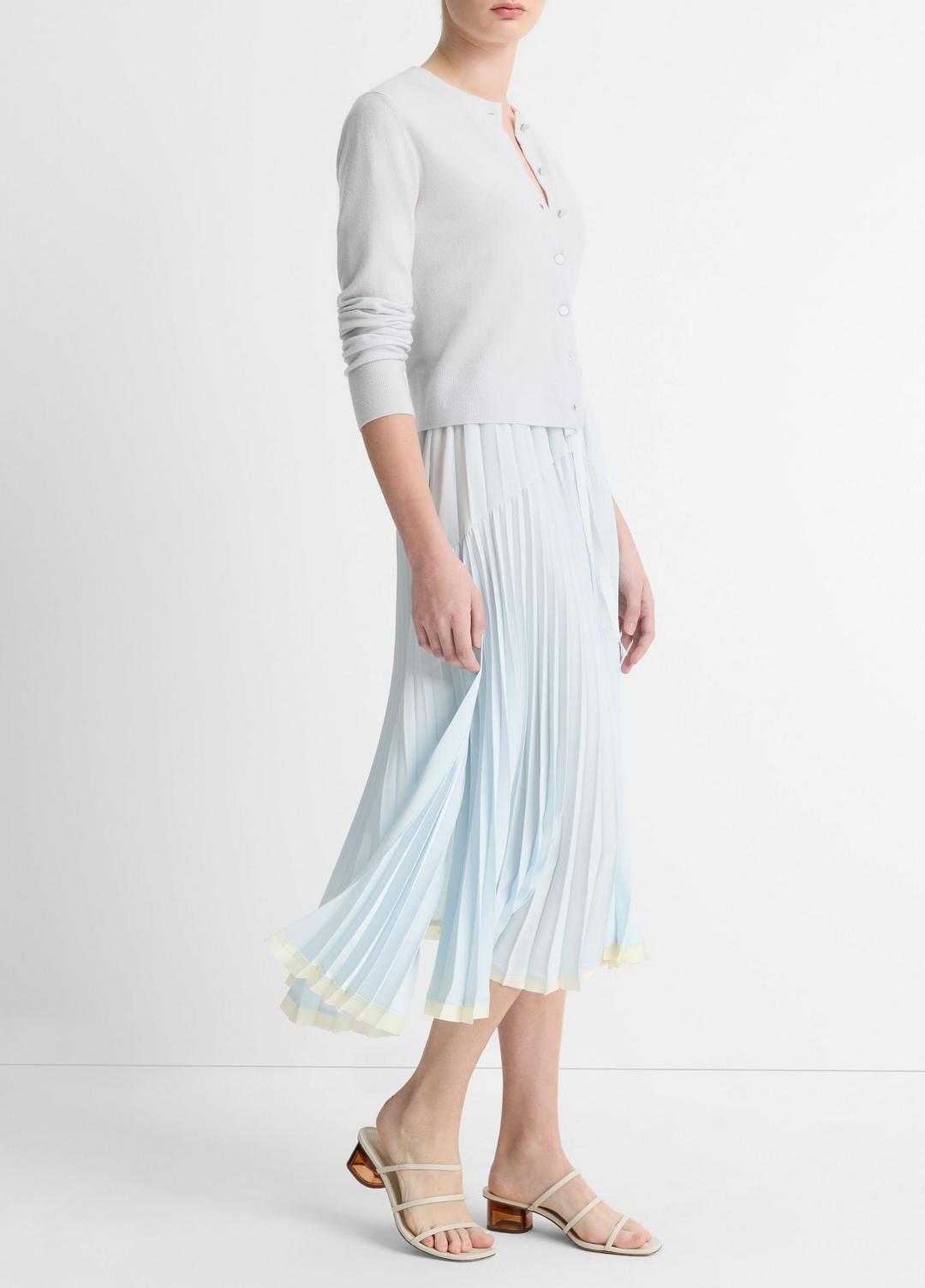 VINCE Pleated Satin Tiered Skirt in Dresses & Skirts