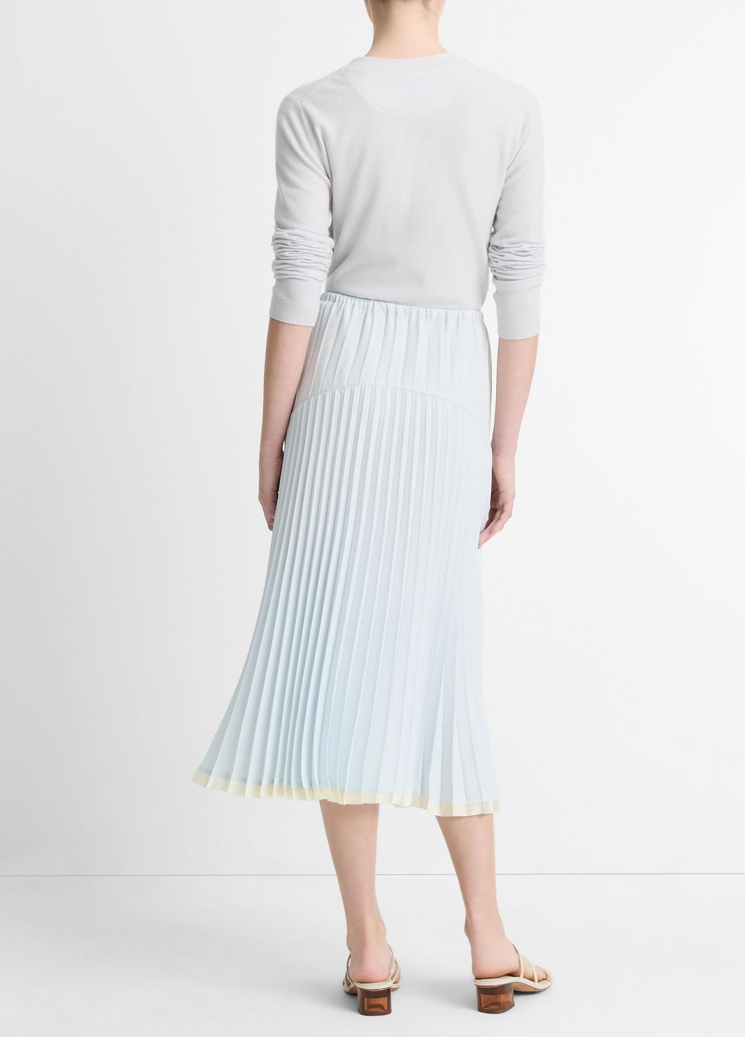 VINCE Pleated Satin Tiered Skirt in Dresses & Skirts