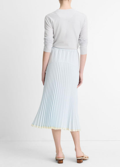 VINCE Pleated Satin Tiered Skirt in Dresses & Skirts