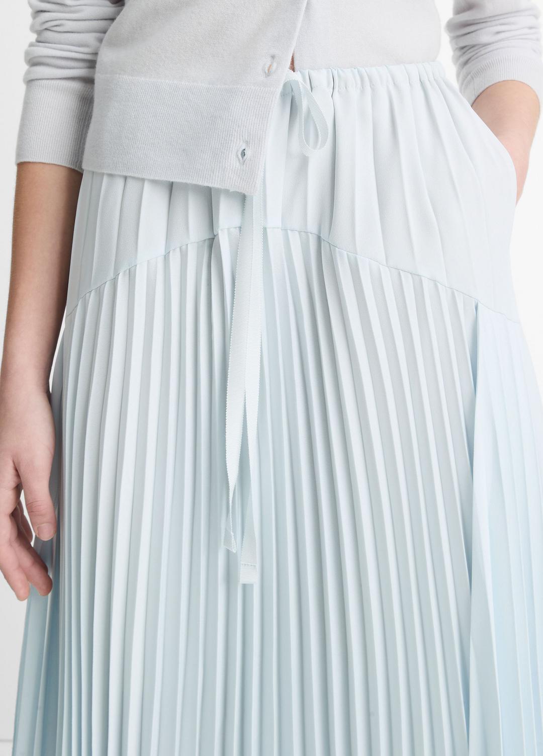 VINCE Pleated Satin Tiered Skirt in Dresses & Skirts