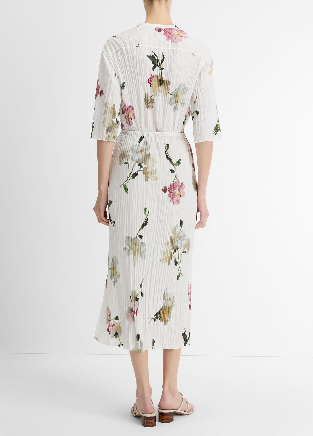 VINCE Wilted Peony Pleated Side-Tie Skirt in Dresses & Skirts