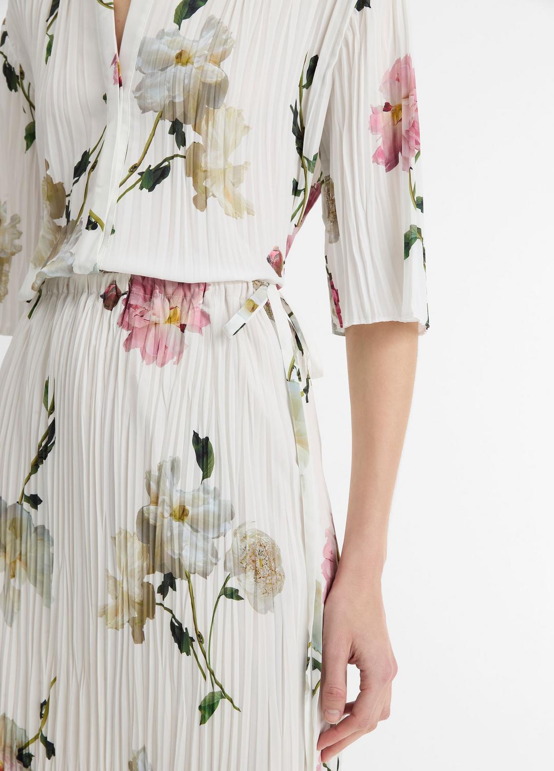 VINCE Wilted Peony Pleated Side-Tie Skirt in Dresses & Skirts