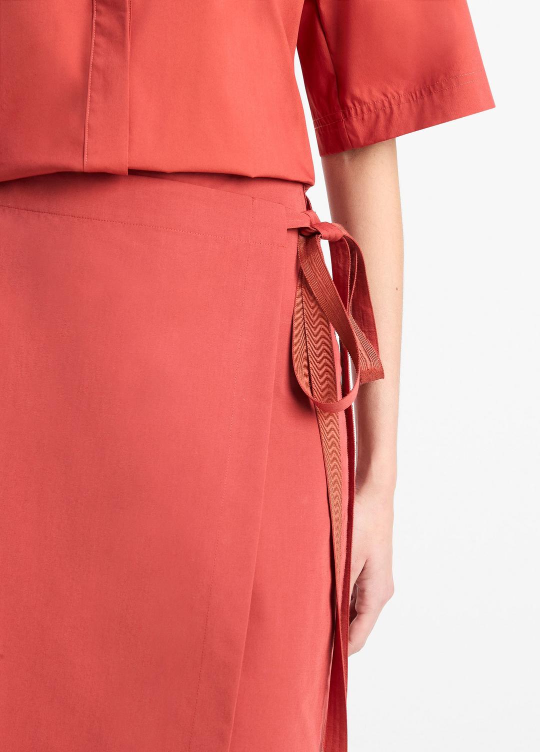VINCE Cotton-Blend Straight Wrap Skirt in Dresses & Skirts