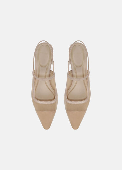 VINCE Venice Leather and Mesh Slingback Kitten Heel in Shoes