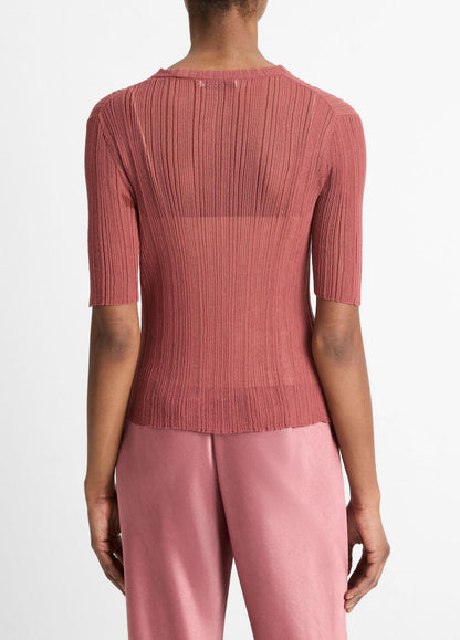 VINCE Italian Cotton-Blend Double-Layer Top in Sweaters