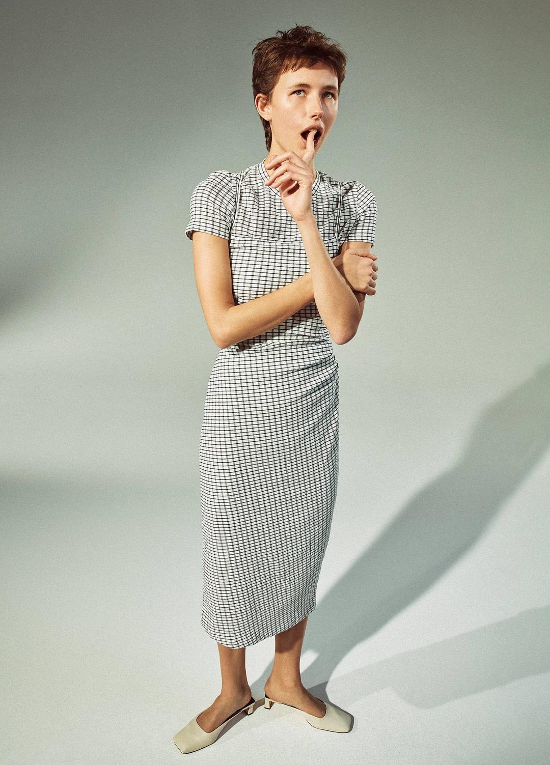 VINCE Checked Smocked Tank Dress in Dresses & Skirts