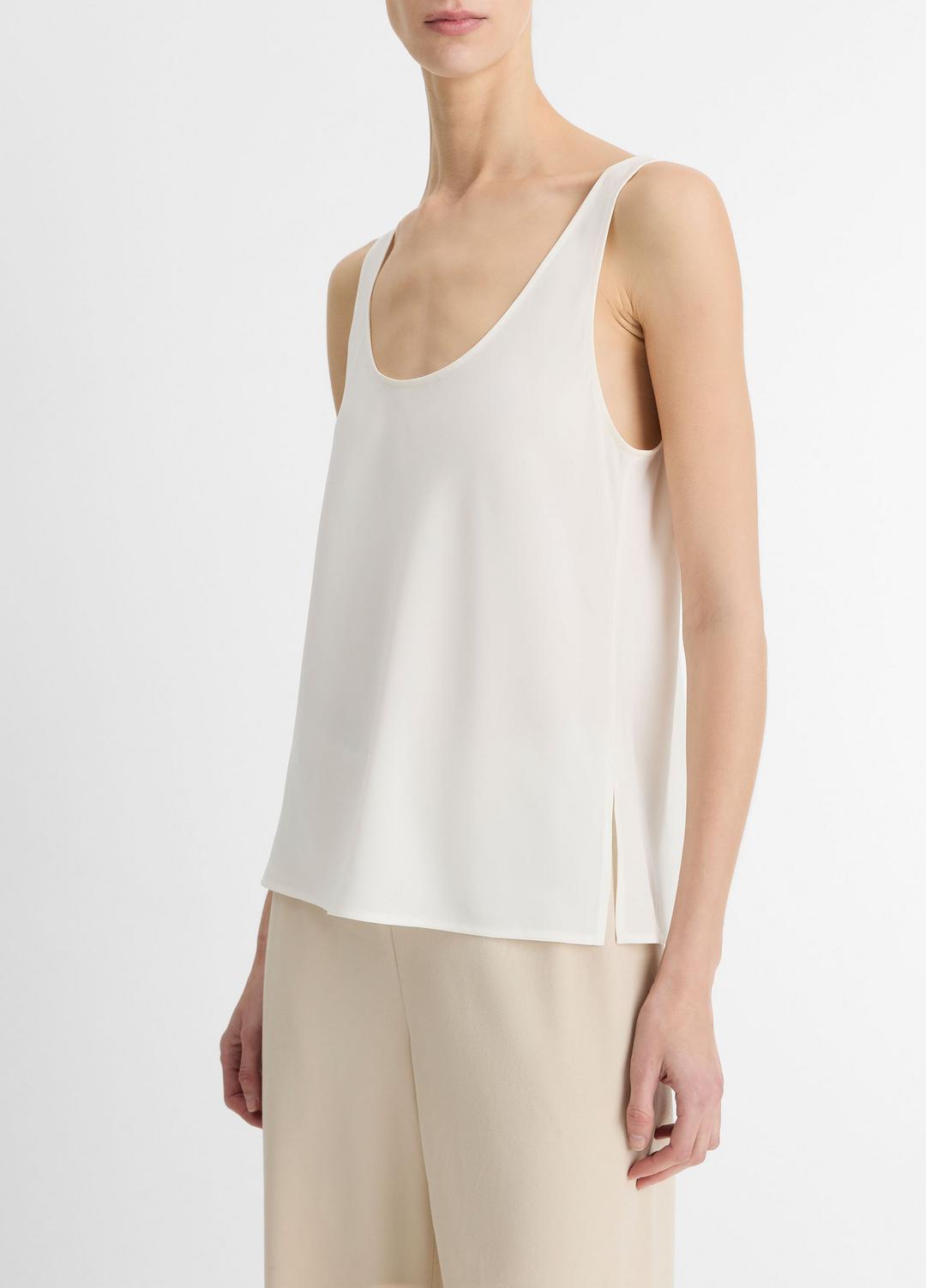 VINCE Classic Stretch-Silk Bias Tank in Shirts & Tees