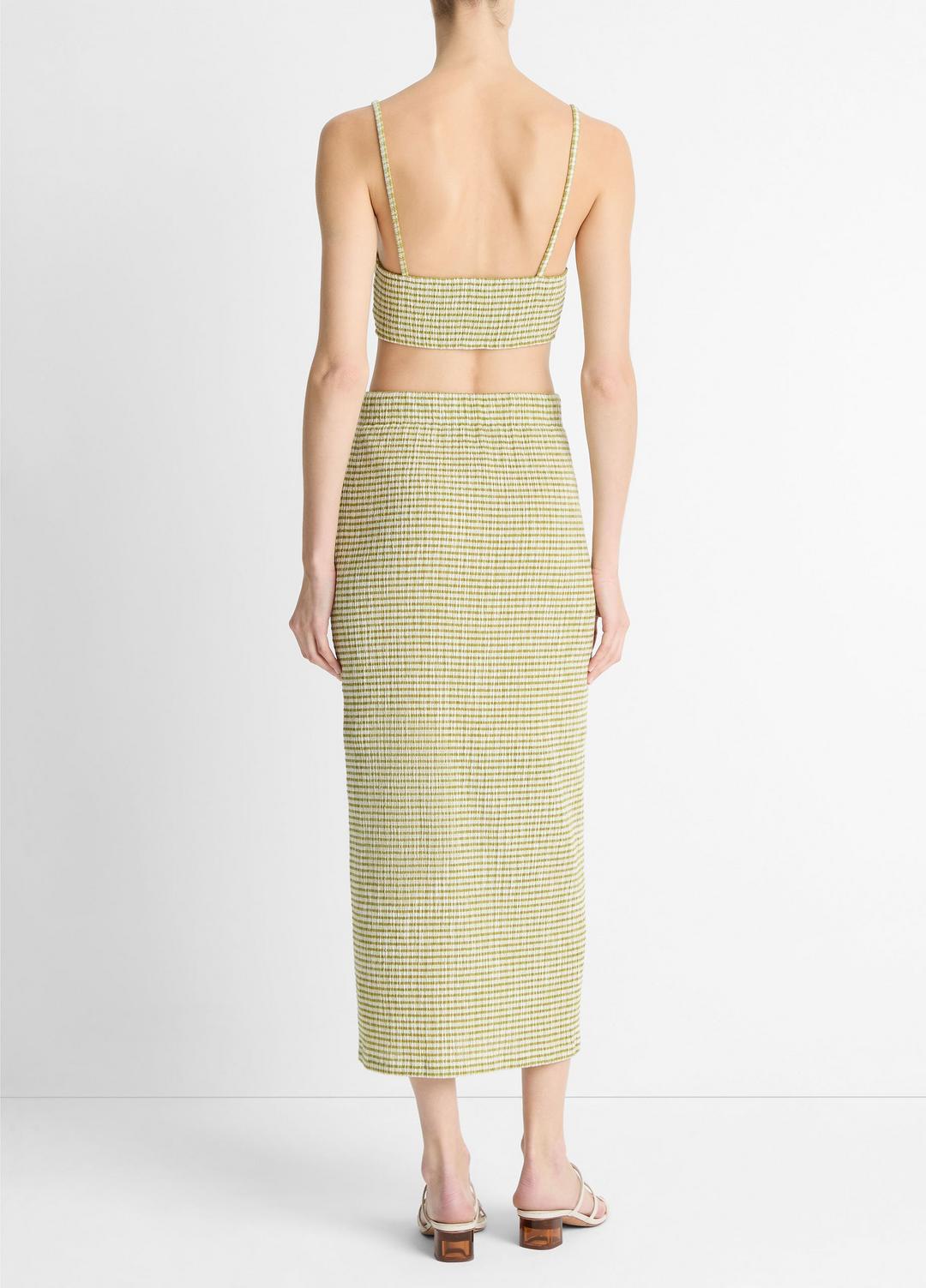 VINCE Checked Smocked Midi Skirt in Dresses & Skirts