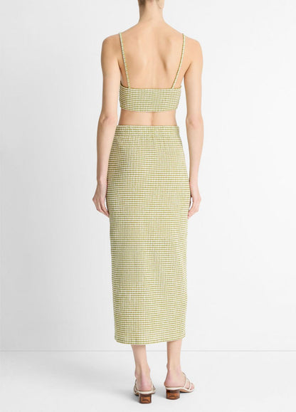 VINCE Checked Smocked Midi Skirt in Dresses & Skirts