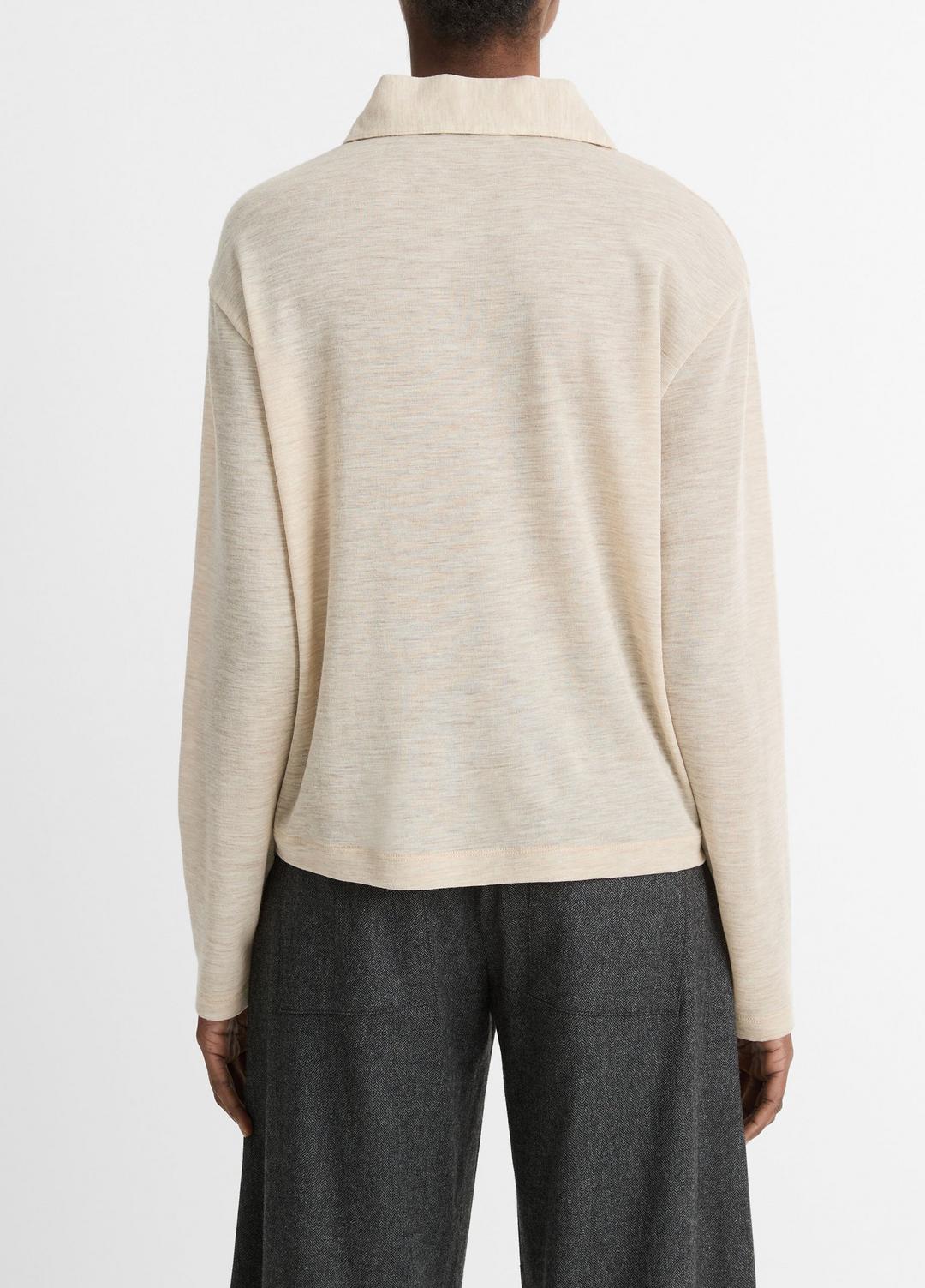 VINCE Wool Relaxed Long-Sleeve Polo Shirt in Shirts & Tees