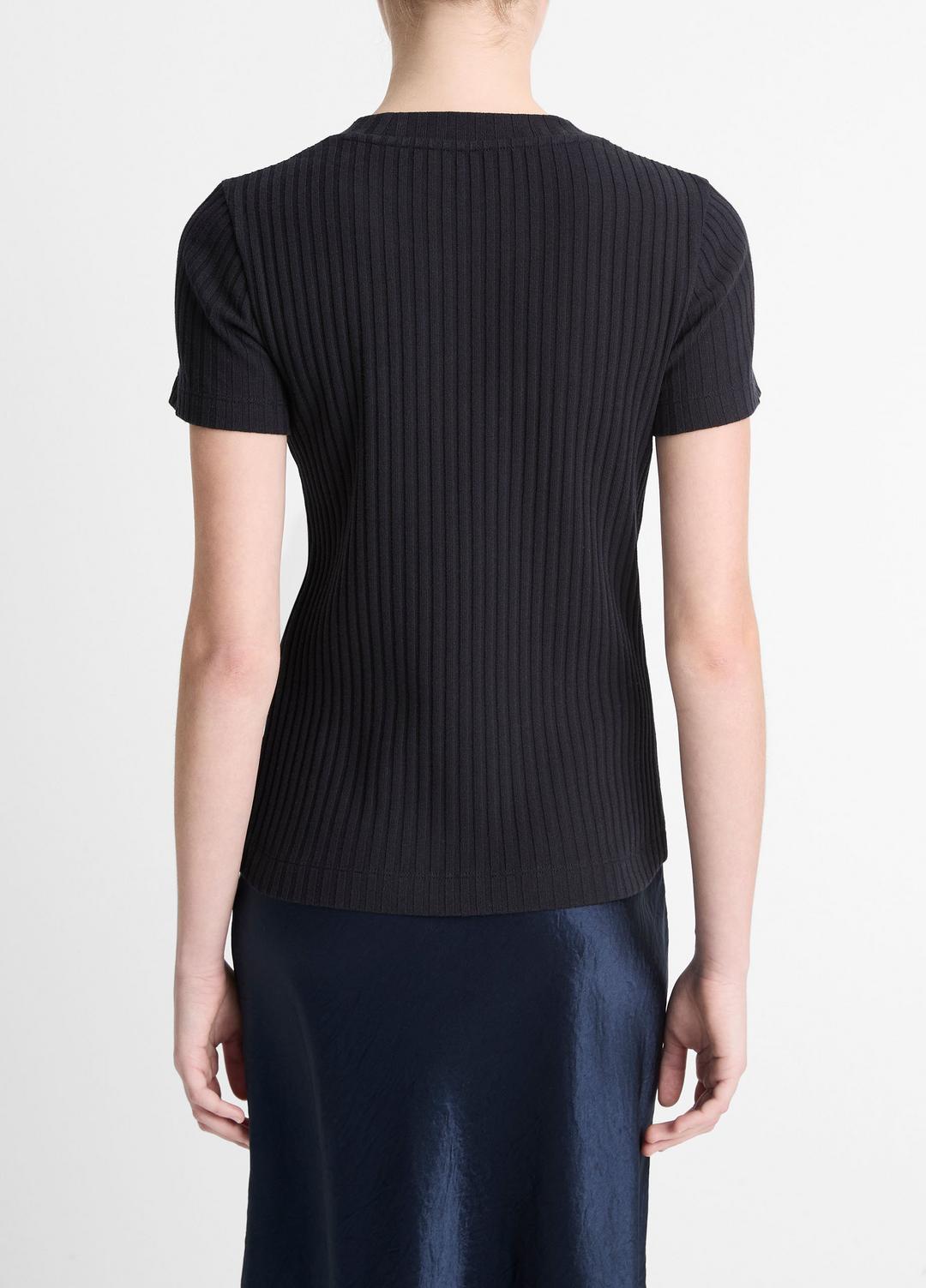 VINCE Ribbed Cotton-Blend Top in Shirts & Tees