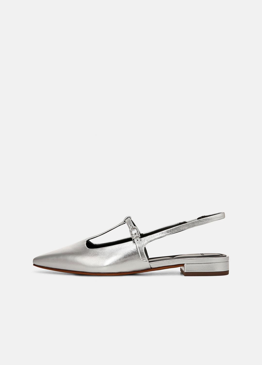 VINCE Iliana Metallic Leather Slingback Flat in Shoes