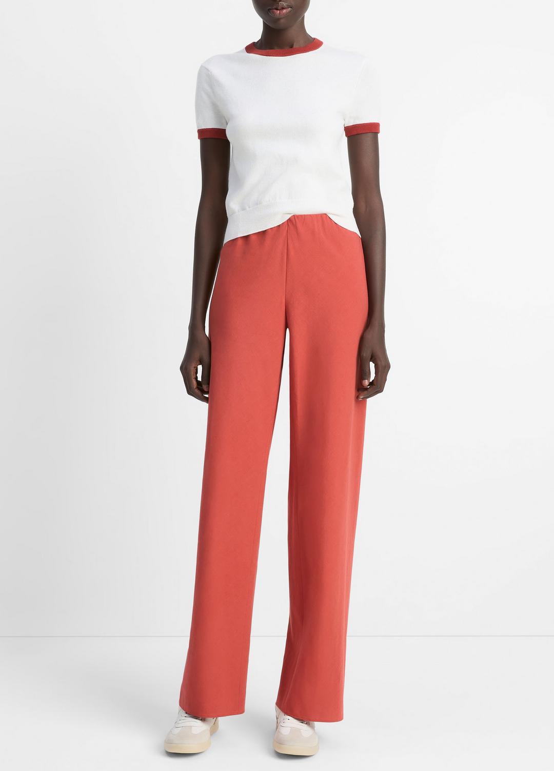 VINCE Cotton-Blend High-Waist Bias Pant in Pants & Shorts